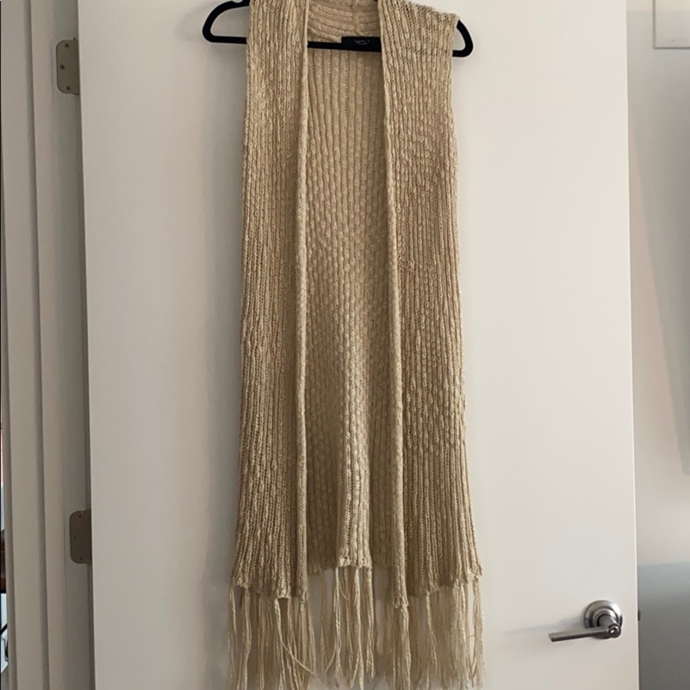 f21 tan sweater duster